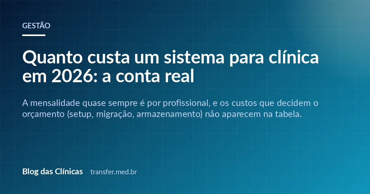 Quanto custa um sistema para clínica em 2026: a conta real